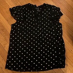 1. State gold polka dot top black top